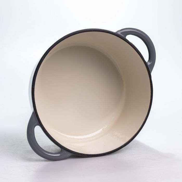 Каструля чавунна 2.5 л емальована з кришкою посуд для тушкування запікання томління кухонна Сіра HP-1-14-GREY (HP-1-14-GREY) - зображення 6