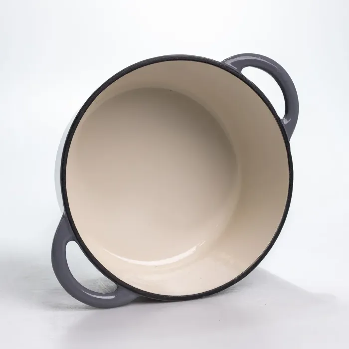 Каструля чавунна 2.5 л емальована з кришкою посуд для тушкування запікання томління кухонна Сіра HP-1-14-GREY (HP-1-14-GREY) - зображення 6