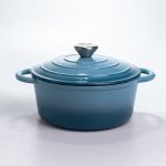 Каструля чавунна 2.5 л емальована з кришкою посуд для тушкування запікання томління кухонна Синя HP-1-14-BLUE (HP-1-14-BLUE)