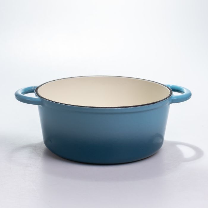 Каструля чавунна 2.5 л емальована з кришкою посуд для тушкування запікання томління кухонна Синя HP-1-14-BLUE (HP-1-14-BLUE) - зображення 2