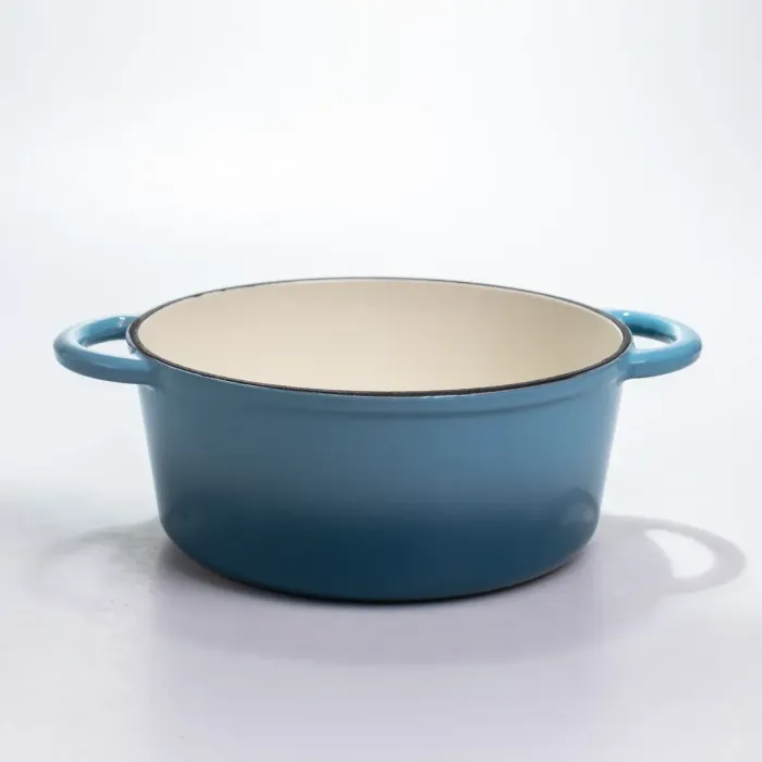 Каструля чавунна 2.5 л емальована з кришкою посуд для тушкування запікання томління кухонна Синя HP-1-14-BLUE (HP-1-14-BLUE) - изображение 2