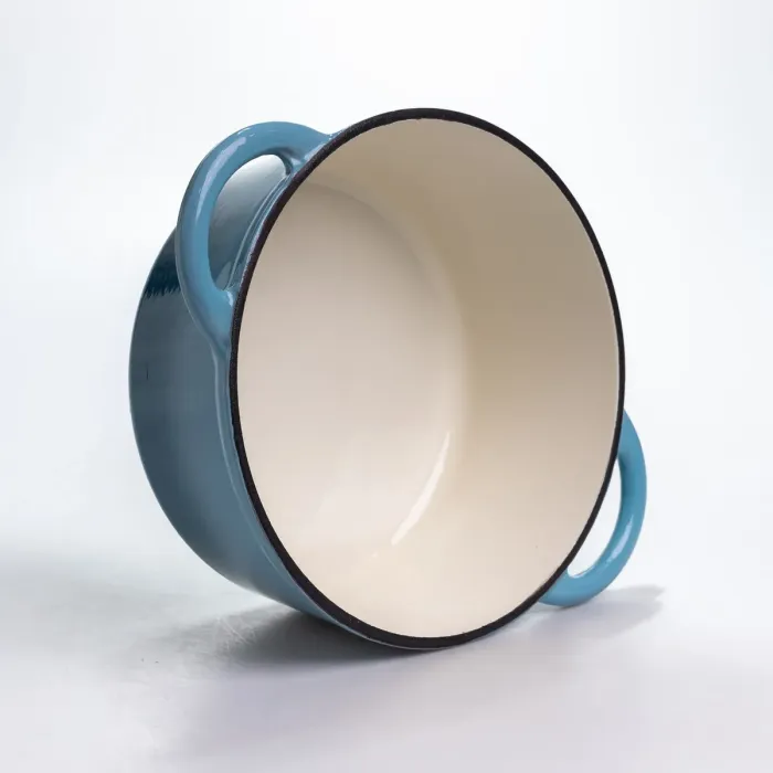 Каструля чавунна 2.5 л емальована з кришкою посуд для тушкування запікання томління кухонна Синя HP-1-14-BLUE (HP-1-14-BLUE) - изображение 5