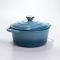 Каструля чавунна 2.5 л емальована з кришкою посуд для тушкування запікання томління кухонна Синя HP-1-14-BLUE (HP-1-14-BLUE)