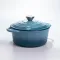 Каструля чавунна 2.5 л емальована з кришкою посуд для тушкування запікання томління кухонна Синя HP-1-14-BLUE (HP-1-14-BLUE)