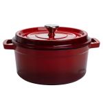 Каструля чавунна 3.5 л емальована Ø24 см чавунна каструля з кришкою для всіх різновидів плит тушкування запікання томління HP-1-1-RED (HP-1-1-RED)