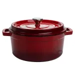 Каструля чавунна 3.5 л емальована Ø24 см чавунна каструля з кришкою для всіх різновидів плит тушкування запікання томління HP-1-1-RED (HP-1-1-RED)