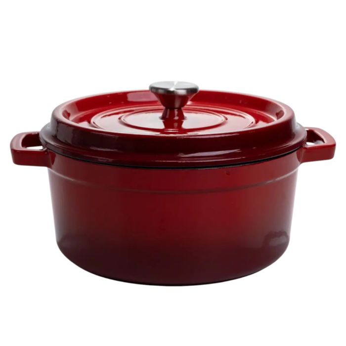 Каструля чавунна 3.5 л емальована Ø24 см чавунна каструля з кришкою для всіх різновидів плит тушкування запікання томління HP-1-1-RED (HP-1-1-RED) - изображение 1