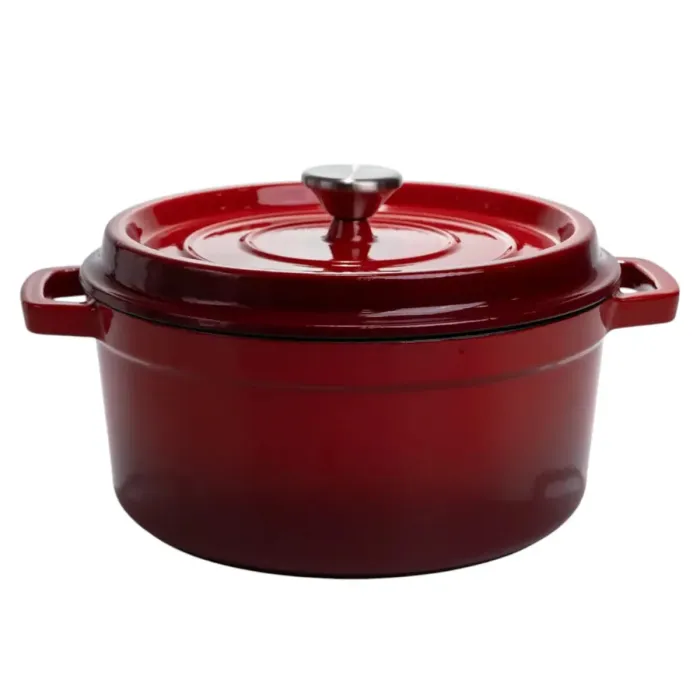 Каструля чавунна 3.5 л емальована Ø24 см чавунна каструля з кришкою для всіх різновидів плит тушкування запікання томління HP-1-1-RED (HP-1-1-RED) - зображення 1