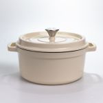 Каструля чавунна 4.5 л емальована з кришкою посуд для тушкування запікання томління кухонна HP-1-19-WHITE (HP-1-19-WHITE)