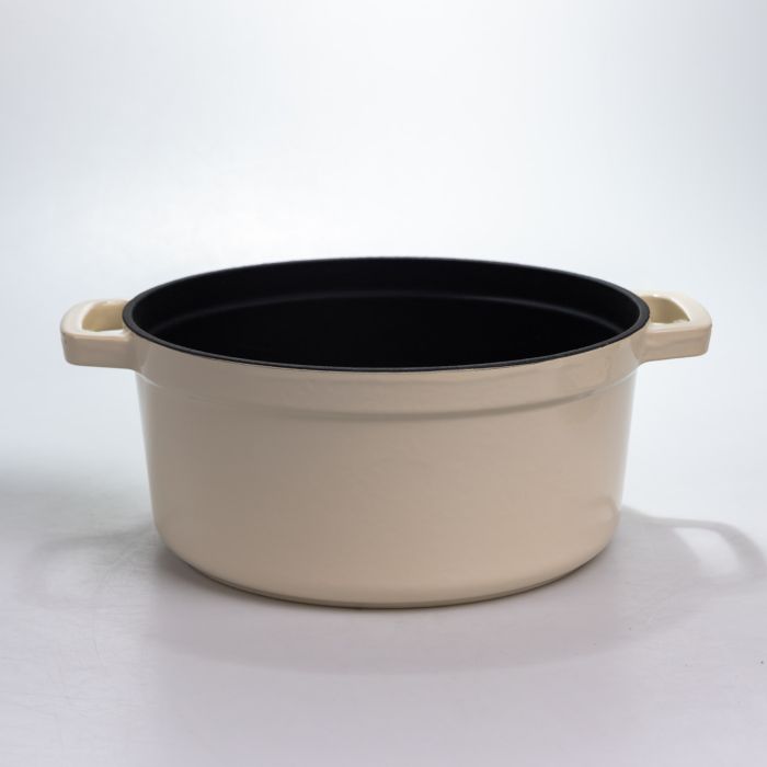 Каструля чавунна 4.5 л емальована з кришкою посуд для тушкування запікання томління кухонна HP-1-19-WHITE (HP-1-19-WHITE) - зображення 2