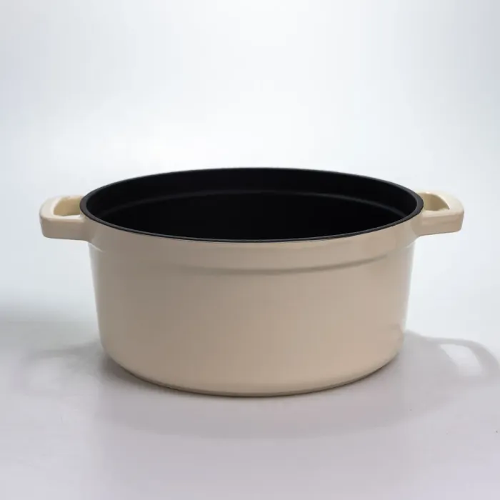 Каструля чавунна 4.5 л емальована з кришкою посуд для тушкування запікання томління кухонна HP-1-19-WHITE (HP-1-19-WHITE) - изображение 2