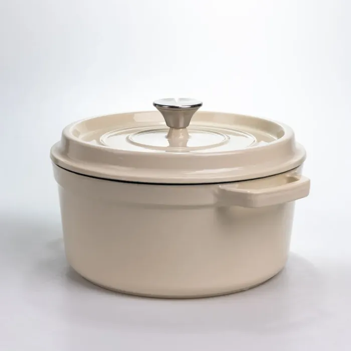 Каструля чавунна 4.5 л емальована з кришкою посуд для тушкування запікання томління кухонна HP-1-19-WHITE (HP-1-19-WHITE) - изображение 3