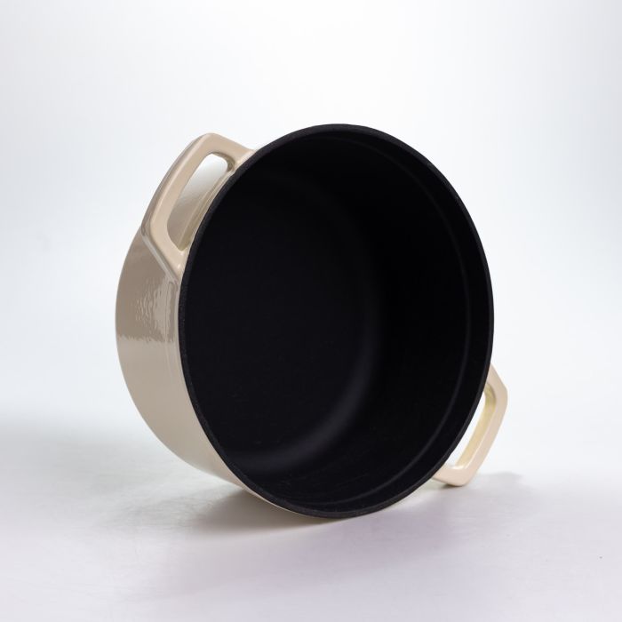 Каструля чавунна 4.5 л емальована з кришкою посуд для тушкування запікання томління кухонна HP-1-19-WHITE (HP-1-19-WHITE) - зображення 5