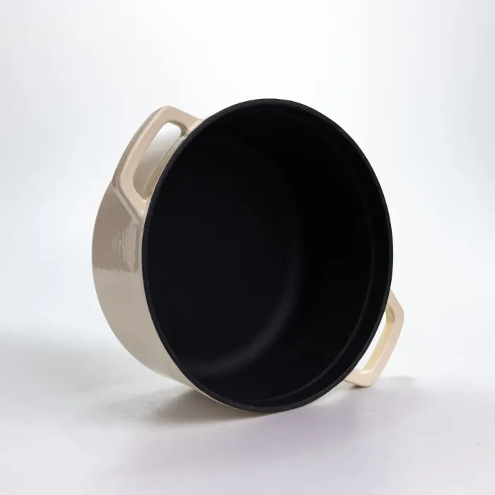 Каструля чавунна 4.5 л емальована з кришкою посуд для тушкування запікання томління кухонна HP-1-19-WHITE (HP-1-19-WHITE) - изображение 5