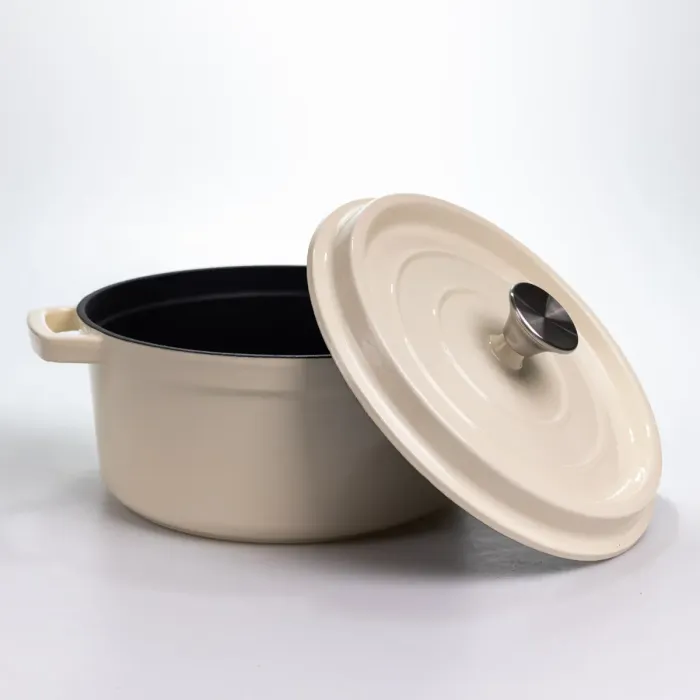 Каструля чавунна 4.5 л емальована з кришкою посуд для тушкування запікання томління кухонна HP-1-19-WHITE (HP-1-19-WHITE) - изображение 7