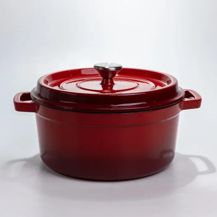 Каструля чавунна 4.5 л емальована з кришкою посуд для тушкування запікання томління кухонна Червона HP-1-19-RED (HP-1-19-RED) - зображення 1