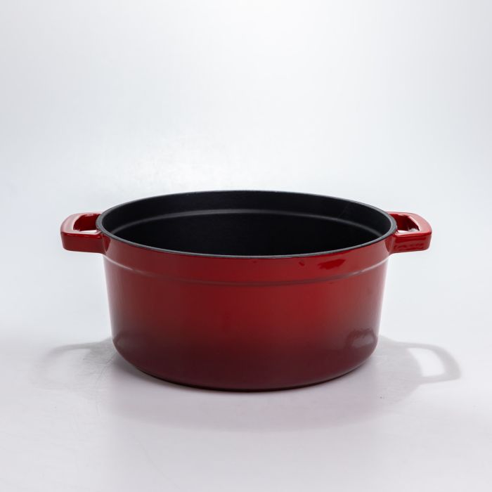 Каструля чавунна 4.5 л емальована з кришкою посуд для тушкування запікання томління кухонна Червона HP-1-19-RED (HP-1-19-RED) - зображення 2