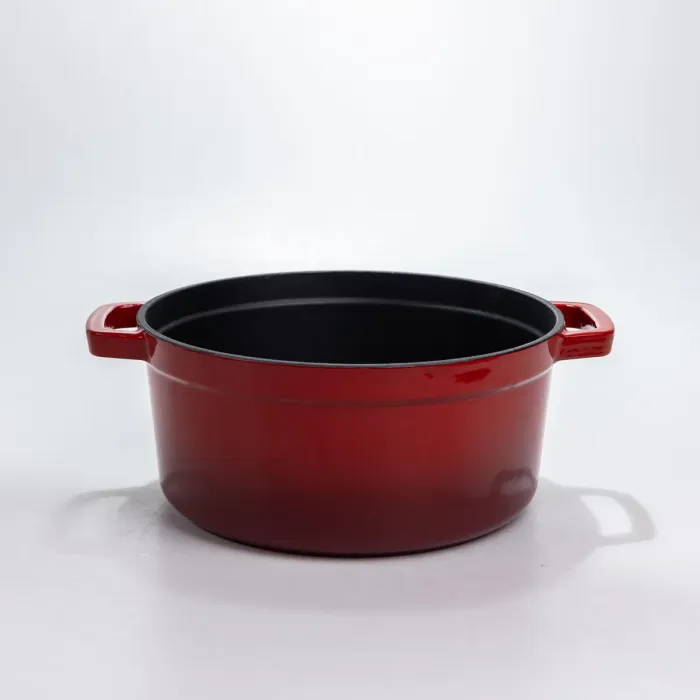 Каструля чавунна 4.5 л емальована з кришкою посуд для тушкування запікання томління кухонна Червона HP-1-19-RED (HP-1-19-RED) - зображення 2