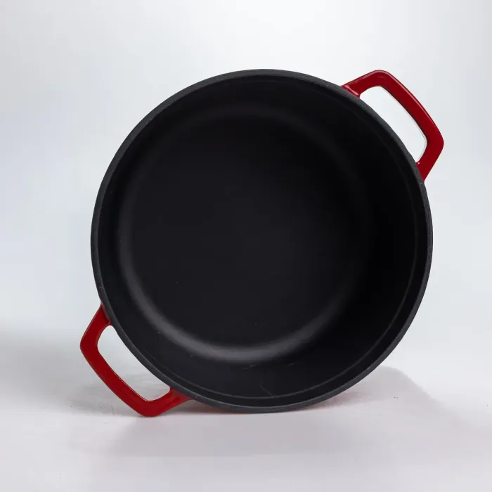 Каструля чавунна 4.5 л емальована з кришкою посуд для тушкування запікання томління кухонна Червона HP-1-19-RED (HP-1-19-RED) - зображення 5