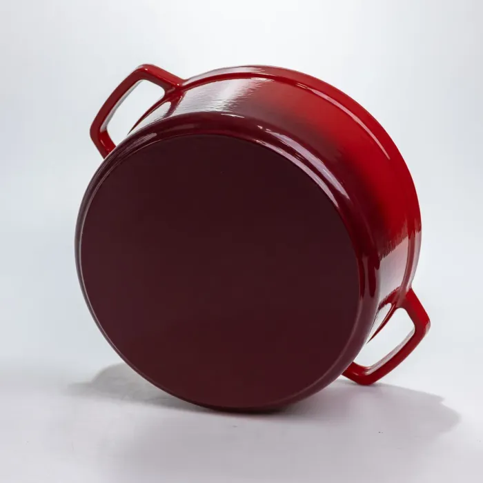 Каструля чавунна 4.5 л емальована з кришкою посуд для тушкування запікання томління кухонна Червона HP-1-19-RED (HP-1-19-RED) - зображення 7
