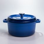 Каструля чавунна 4.5 л емальована з кришкою посуд для тушкування запікання томонія кухонна Синя HP-1-19-BLUE (HP-1-19-BLUE)