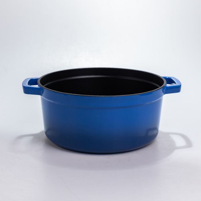 Каструля чавунна 4.5 л емальована з кришкою посуд для тушкування запікання томонія кухонна Синя HP-1-19-BLUE (HP-1-19-BLUE) - зображення 2