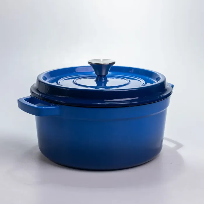Каструля чавунна 4.5 л емальована з кришкою посуд для тушкування запікання томонія кухонна Синя HP-1-19-BLUE (HP-1-19-BLUE) - зображення 3