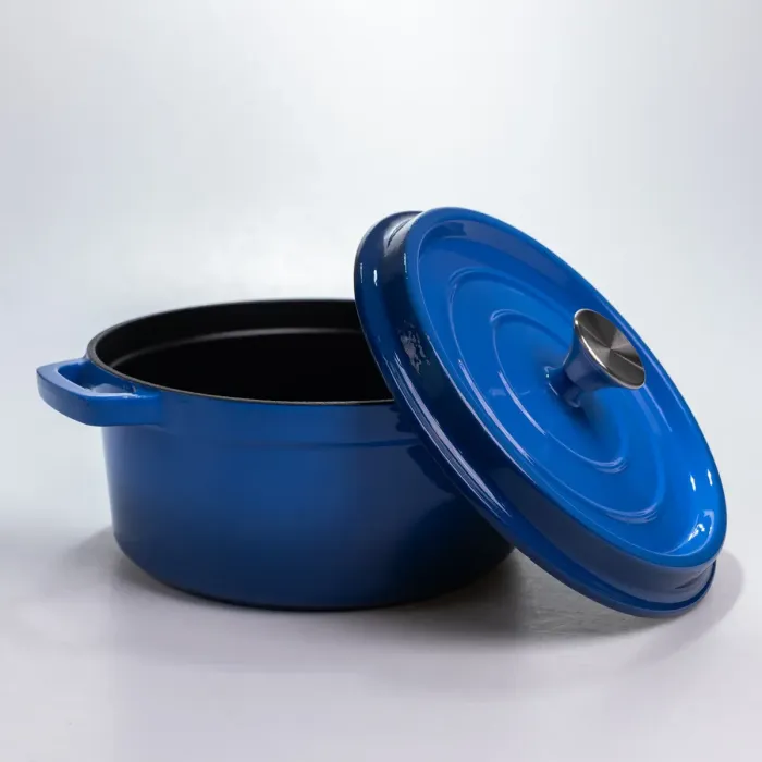 Каструля чавунна 4.5 л емальована з кришкою посуд для тушкування запікання томонія кухонна Синя HP-1-19-BLUE (HP-1-19-BLUE) - зображення 5