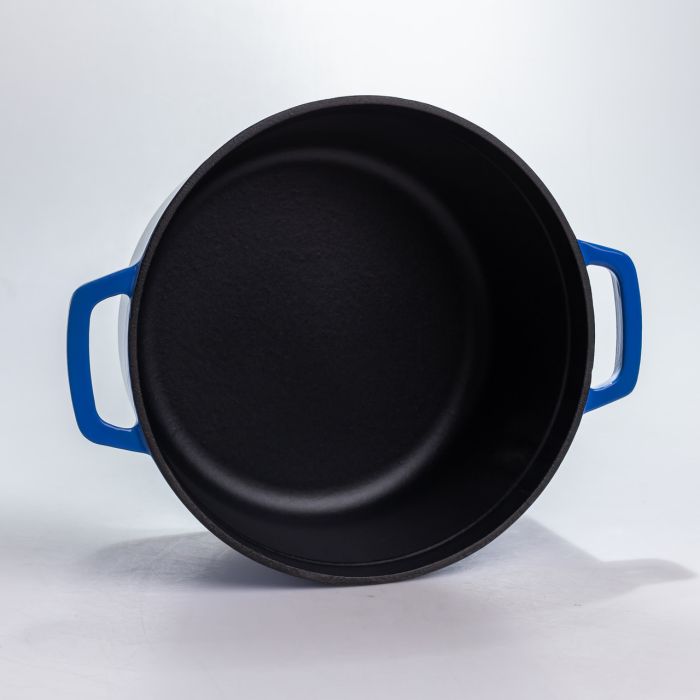 Каструля чавунна 4.5 л емальована з кришкою посуд для тушкування запікання томонія кухонна Синя HP-1-19-BLUE (HP-1-19-BLUE) - зображення 6