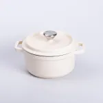 Каструля чавунна емальована 2 л з кришкою Ø20 см Бежева (HP-1-2BE)