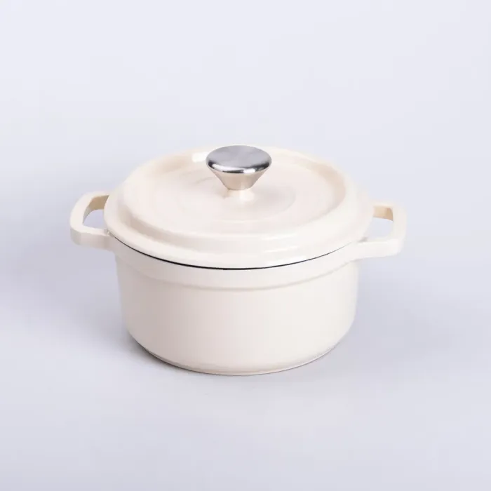 Каструля чавунна емальована 2 л з кришкою Ø20 см Бежева (HP-1-2BE) - изображение 1