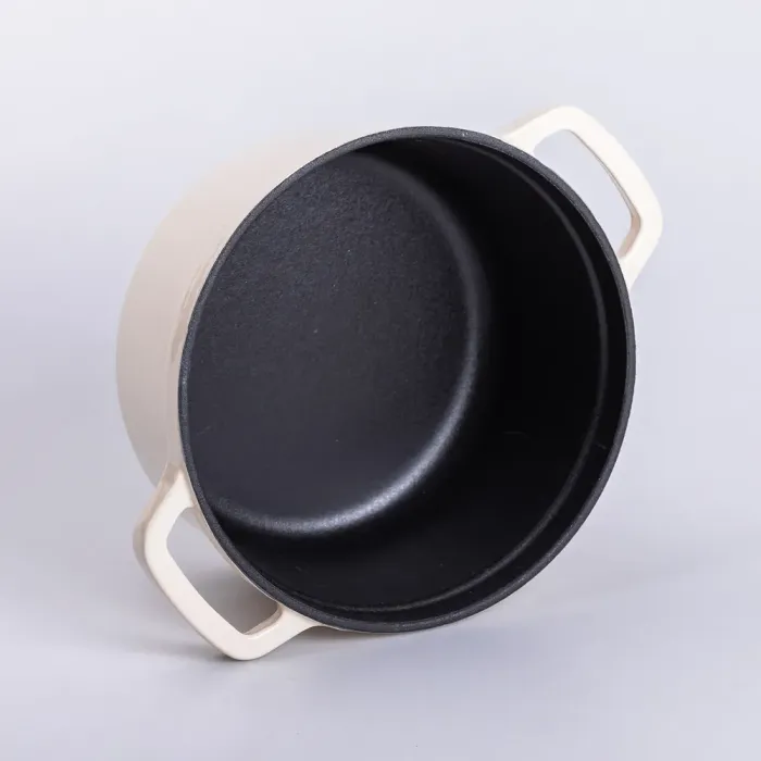 Каструля чавунна емальована 2 л з кришкою Ø20 см Бежева (HP-1-2BE) - изображение 3