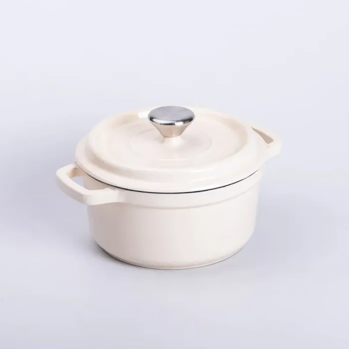 Каструля чавунна емальована 2 л з кришкою Ø20 см Бежева (HP-1-2BE) - изображение 4