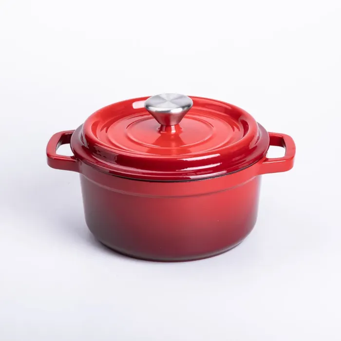 Каструля чавунна емальована 2 л з кришкою Ø20 см Червона (HP-1-2R) - изображение 1