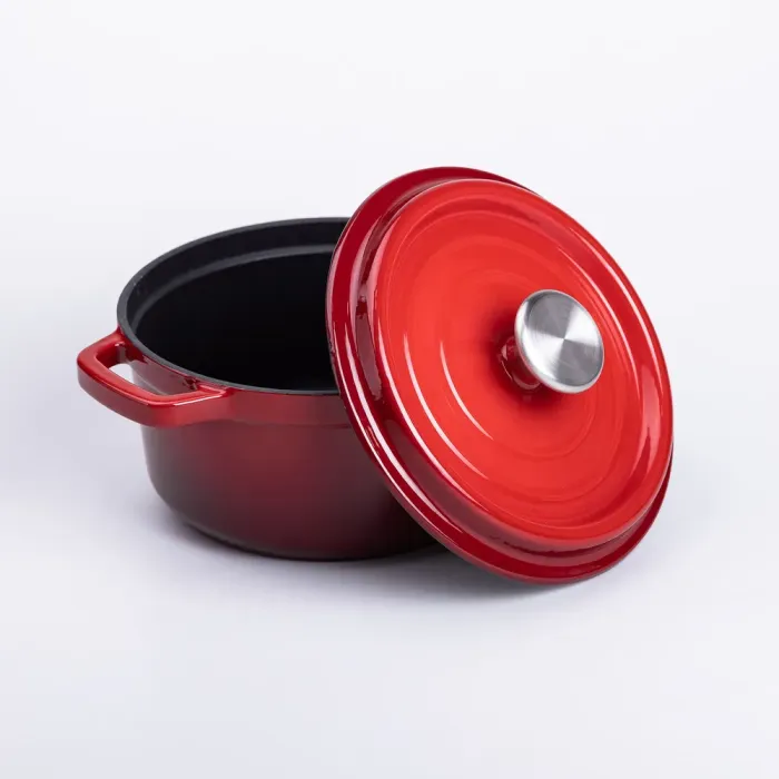 Каструля чавунна емальована 2 л з кришкою Ø20 см Червона (HP-1-2R) - изображение 3