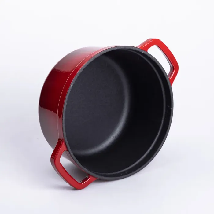 Каструля чавунна емальована 2 л з кришкою Ø20 см Червона (HP-1-2R) - изображение 4