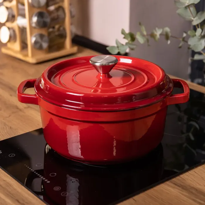 Каструля чавунна емальована 2 л з кришкою Ø20 см Червона (HP-1-2R) - изображение 6
