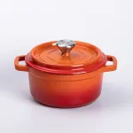 Каструля чавунна емальована 2 л з кришкою Ø20 см Помаранчева (HP-1-2O)