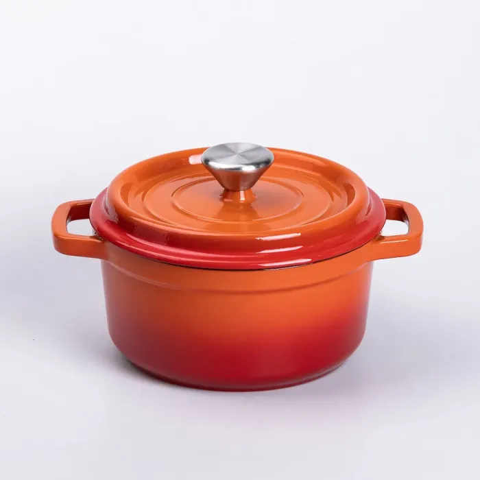 Каструля чавунна емальована 2 л з кришкою Ø20 см Помаранчева (HP-1-2O) - изображение 1