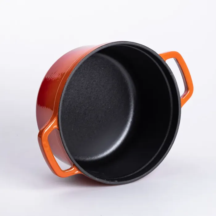 Каструля чавунна емальована 2 л з кришкою Ø20 см Помаранчева (HP-1-2O) - изображение 3