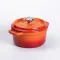 Каструля чавунна емальована 2 л з кришкою Ø20 см Помаранчева (HP-1-2O)