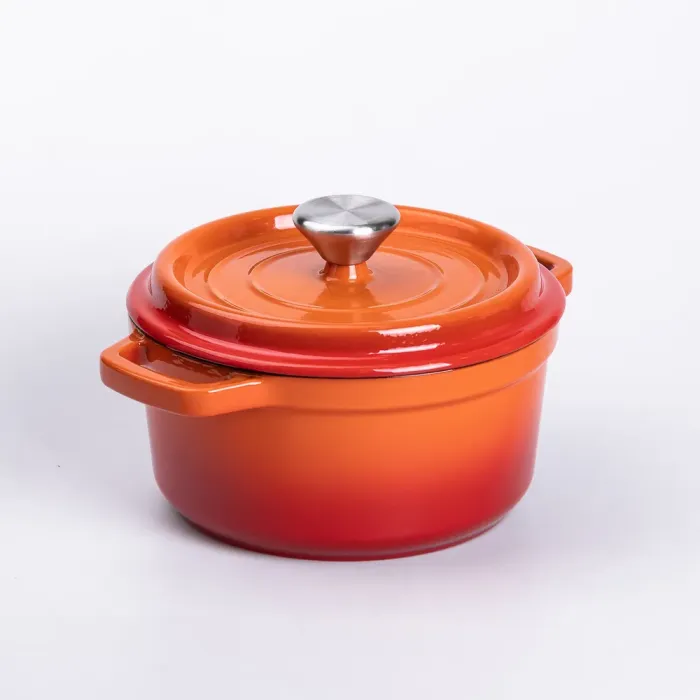 Каструля чавунна емальована 2 л з кришкою Ø20 см Помаранчева (HP-1-2O) - изображение 4