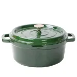 Каструля чавунна емальована 3.5 л з кришкою Ø24 см Зелена (HP-1-1)