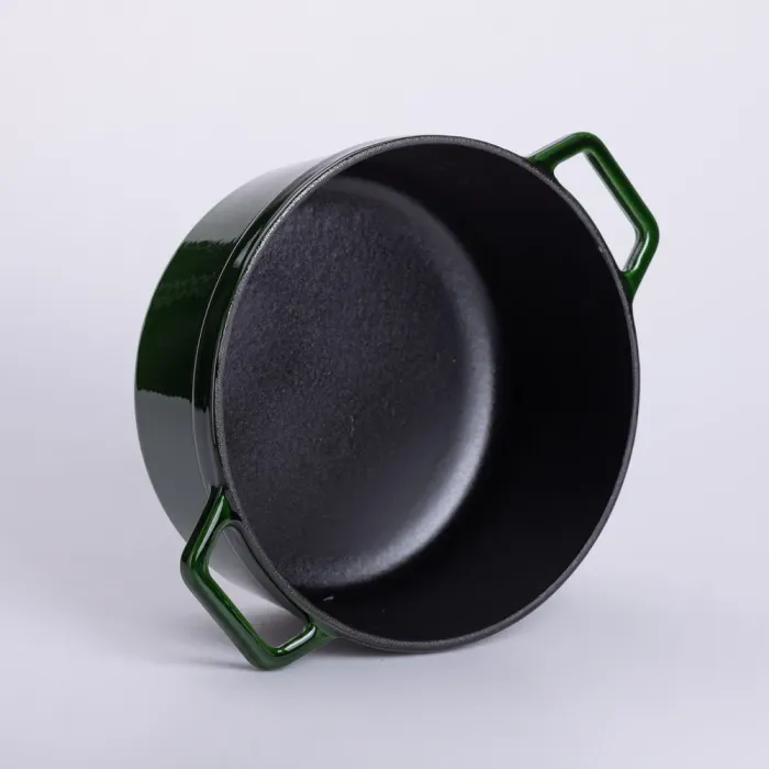 Каструля чавунна емальована 3.5 л з кришкою Ø24 см Зелена (HP-1-1) - изображение 4