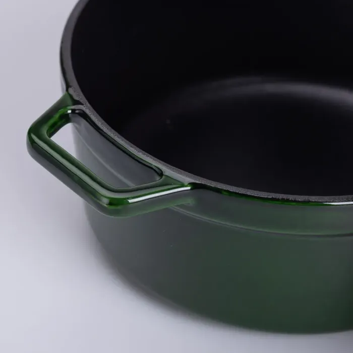 Каструля чавунна емальована 3.5 л з кришкою Ø24 см Зелена (HP-1-1) - изображение 5