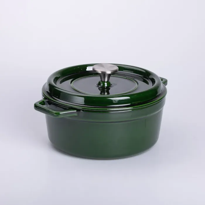 Каструля чавунна емальована 3.5 л з кришкою Ø24 см Зелена (HP-1-1) - изображение 6