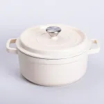 Каструля чавунна емальована 3 л з кришкою Ø24 см Бежева (HP-1-3BE)