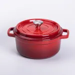 Каструля чавунна емальована 3 л з кришкою Ø24 см Червона (HP-1-3R)
