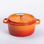 Каструля чавунна емальована 3 л з кришкою Ø24 см Помаранчева (HP-1-3O)
