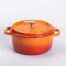 Каструля чавунна емальована 3 л з кришкою Ø24 см Помаранчева (HP-1-3O)